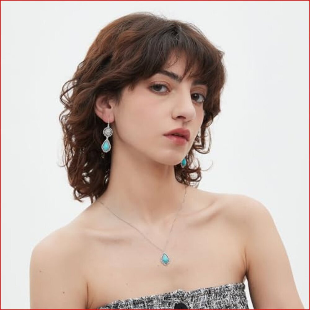 925 Sterling Silver Turquoise Jewelry Set With Gift Box View 2